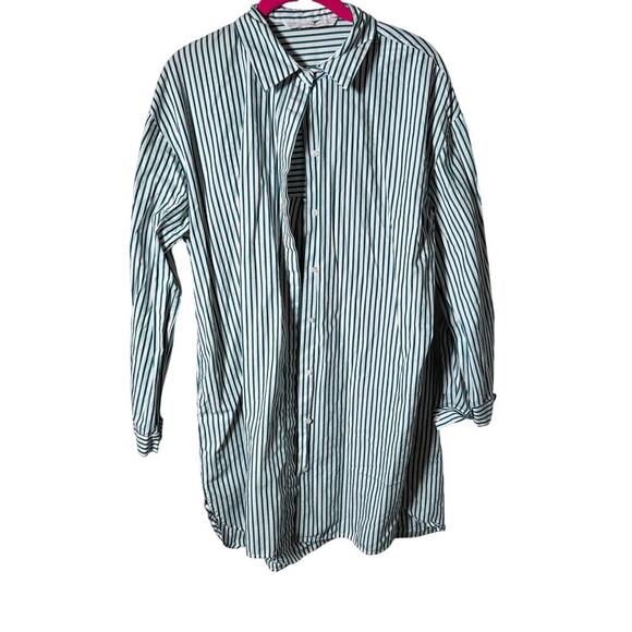 Trafaluc by Zara Women's Green White Striped Oversized Tunic Shirt Size Medium - Picture 3 of 5
